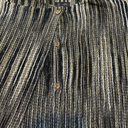 楽に羽織れるのに何通りも着こなせる手織り綿アシンメトリーベスト　少しの変化で周りの人に声かけられる？　グリーンベージュ絣 16枚目の画像