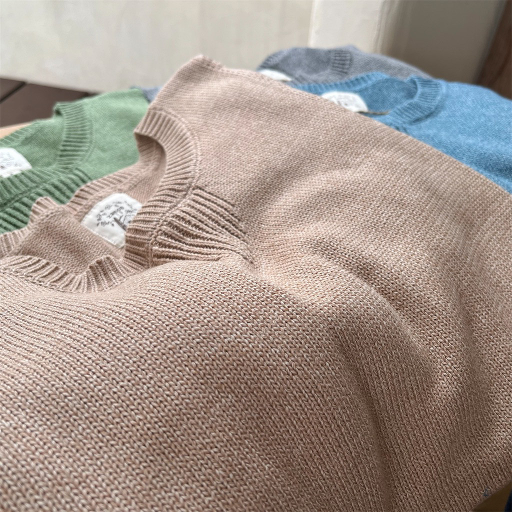 【再販】お尻まで隠れる丈♪サイドタックのコットンニットベスト（23s-018）ベージュ