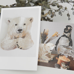 <シロクマ> 動物刺繍のポストカードセット <3枚組> 3枚目の画像
