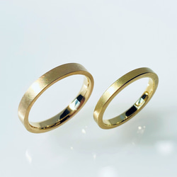 K18　コットンテクスチャーマリッジリング　[幅広＋ノーマル][結婚指輪][ペアリング] 5枚目の画像