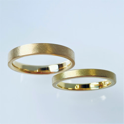K18　コットンテクスチャーマリッジリング　[幅広＋ノーマル][結婚指輪][ペアリング] 2枚目の画像
