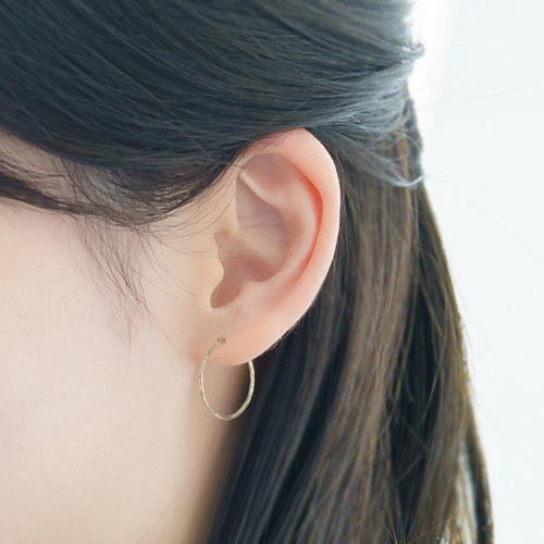 14金　k14 槌目　テクスチャーフープピアス 楽天市場】ピアス 金属アレルギー 14K 10mm セカンドピアス