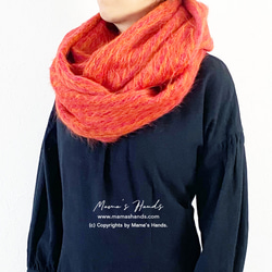 (掲載作品) おしゃれな イタリア製 モヘア アルパカ 羊毛ウール 厚 オレンジ 良品質 ボリューム スヌード 5枚目の画像