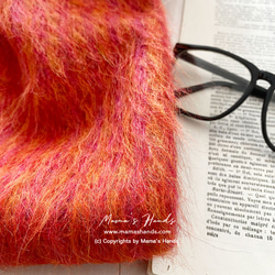 (掲載作品) おしゃれな イタリア製 モヘア アルパカ 羊毛ウール 厚 オレンジ 良品質 ボリューム スヌード 4枚目の画像