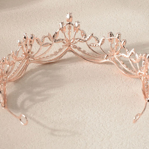 ミルクガラス マーキス ラインストーンティアラピンクゴールド ヘッド