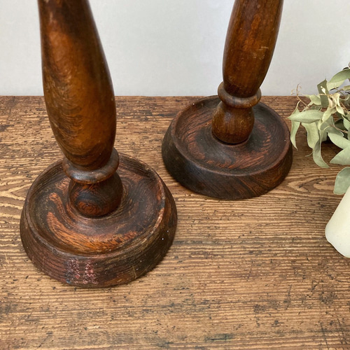 イギリスアンティークキャンドルスタンド クリスマス 木製キャンドル