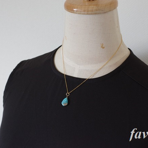 ブルーコッパーターコイズネックレスチャーム 14Kgf ペンダントトップ