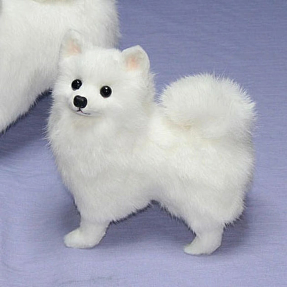 【えみりー】くま スピッツ 犬 白 羊毛フェルト ストラップ ハンドメイド ジャパニーズスピッツ・愛犬ギフトにも リアルフアーのぬぃぐめみ 羊毛