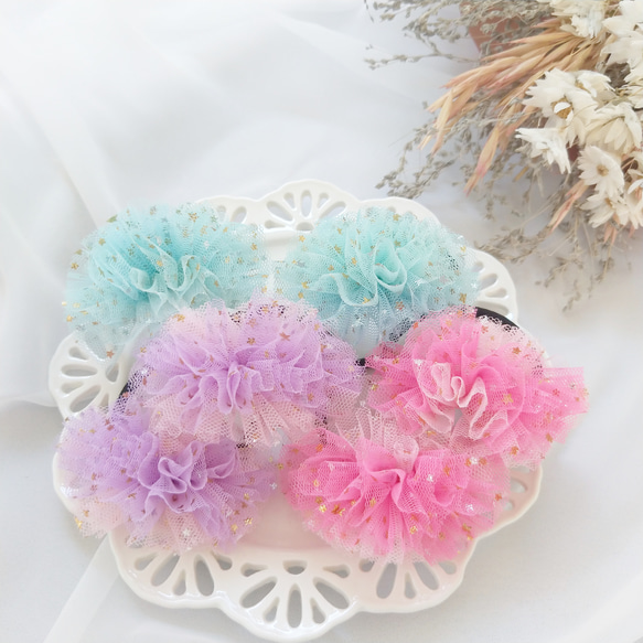 ハーフリボン シュシュ ミニサイズ ヘアアクセサリー ヘアゴム キッズ