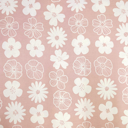 オックス生地【50×110cm】お花 花柄 イラスト風 白い花 ピンク ブルー 6枚目の画像