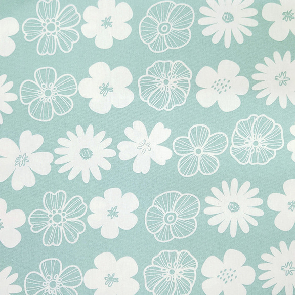 オックス生地【50×110cm】お花 花柄 イラスト風 白い花 ピンク ブルー 4枚目の画像