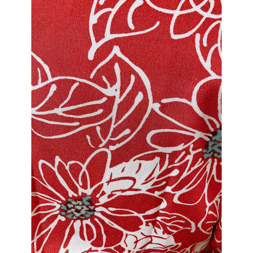 展示品◇着物リメイク◇ ドッキングワンピース赤×花柄ベルト付き