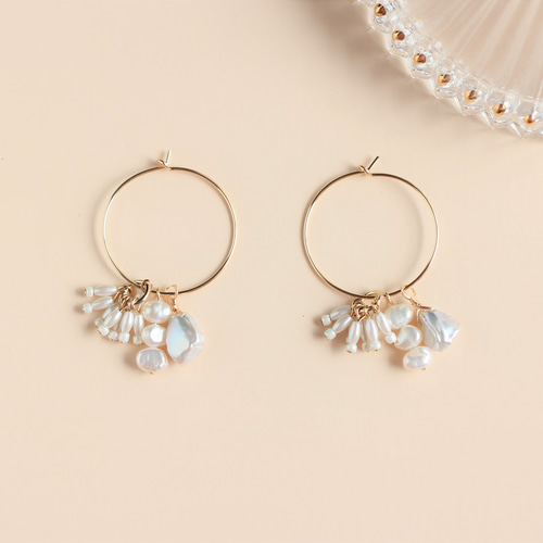 結婚式にも☆アレンジ自在☆4wayパールチャームピアス(14kgf) ピアス 