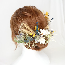 プリザラベンダーと紫陽花と小麦のヘッドドレス ウエディング 成人式 2枚目の画像