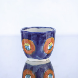 流行茶花杯（鈷藍釉、綠色釉柄） 第2張的照片