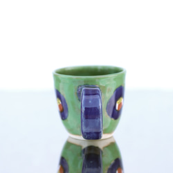 流行茶花杯（綠色釉/鈷藍色釉柄）） 第4張的照片