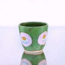 流行茶花杯（綠釉/紅柄）） 第2張的照片