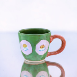 流行茶花杯（綠釉/紅柄）） 第1張的照片