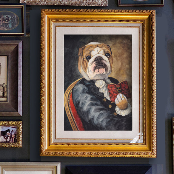 うちの子の肖像画＊手描きイラストオーダー＊ペット似顔絵＊洋服＊猫＊犬 cm