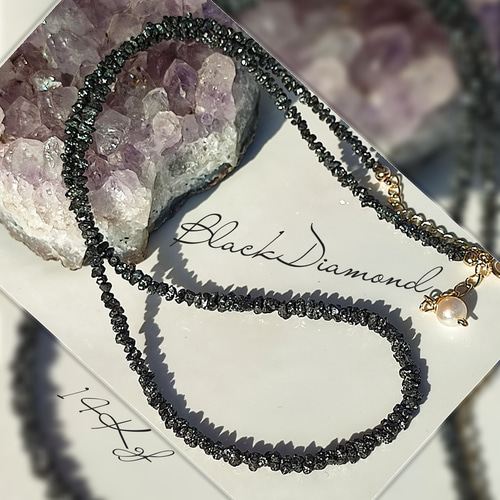 新入荷 14Kgf 【ブラック ダイヤモンド ラフ 原石 ネックレス】 誕生石 アクセサリー