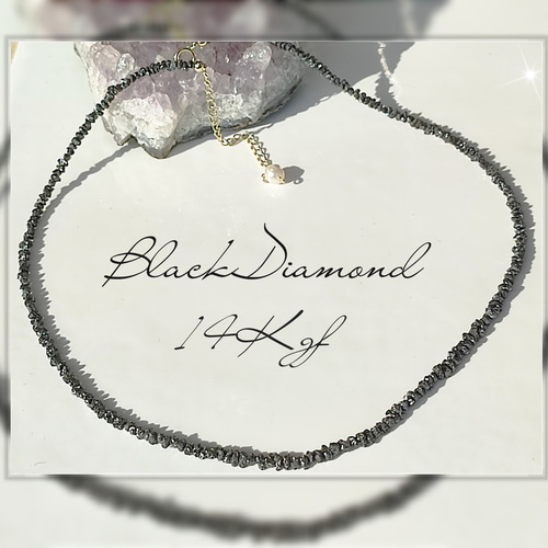 14Kgf 【ブラック ダイヤモンド ラフ 原石 ネックレス】 誕生石