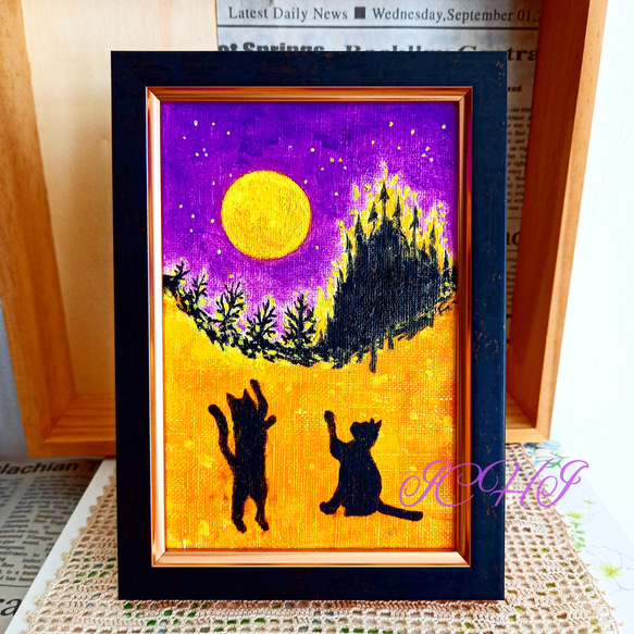 油絵 ハロウィンの猫たち 絵画 ICHI 通販 14732709｜Creema(クリーマ)