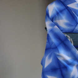 ◇現代 有松鳴海絞　浴衣◇【群青×濃紺】儚く幻想的な雪花絞り　トールサイズ裄68ｃｍ木綿浴衣　 13枚目の画像