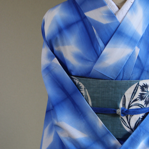 ◇現代 有松鳴海絞 浴衣◇【群青×濃紺】儚く幻想的な雪花絞り