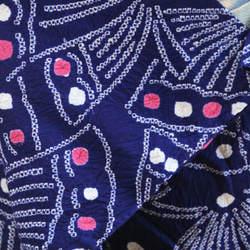 ◇現代 有松鳴海絞　浴衣◇【濃紺+桃紅】華やかかつシックな蝶模様　トールサイズ裄68ｃｍ木綿浴衣　 7枚目の画像