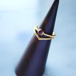 【嬌小】精選天然石材！精緻戒指&amp;V型戒指2件套（定制） 第10張的照片