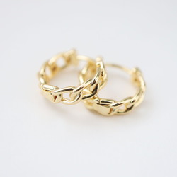 『販売終了』金アレ対応 色褪せにくい チェーン風 フープピアス 1ペア 3枚目の画像