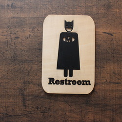 トイレサイン　ルームプレート　トイレ表札　ヒーロー　男子トイレに最適 1枚目の画像
