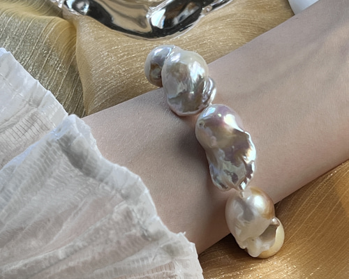 未使用マジョリカパールネックレス＆ブレスレット　シャンパンGOLD 大粒バロック VBHN354965H3 淡水パール 大粒バロックネックレス｜ネックレス