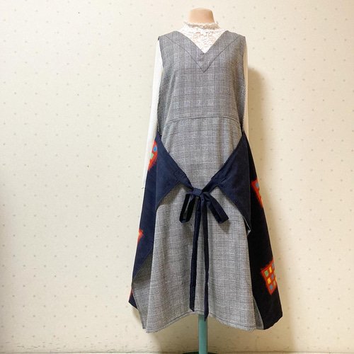 着物リメイク エプロンドレス ワンピース yuki-usagi 通販 着物リメイク エプロンドレス ワンピース yuki-usagi 通販
