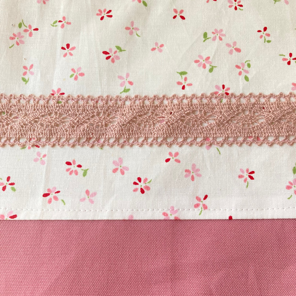 1セット限定　くすみピンクの花柄  iPadケース　入園入学の4点セット　かわいい　帆布の持ち手 2枚目の画像