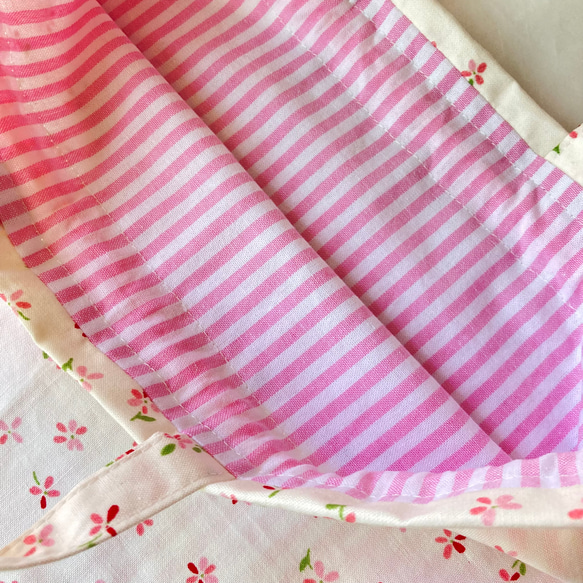 1セット限定　くすみピンクの花柄  iPadケース　入園入学の4点セット　かわいい　帆布の持ち手 12枚目の画像