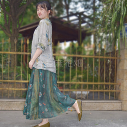 グリーン スカート 風 ロング スカート 秋 マキシ 丈 スカート ロング フレア スカート ロング 可愛い スカート 7枚目の画像