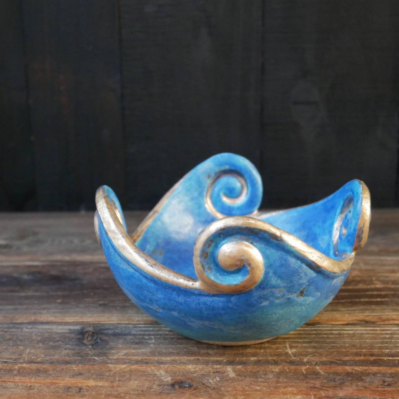 青色流水紋小鉢　no.3