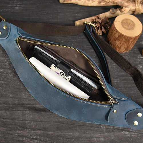 新製品発売特典】手作りの一層目牛革ボディバッグ本革ウエストポーチ