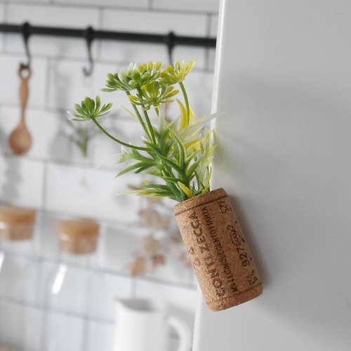 コルク＆ステンレスワイヤー&ガラス瓶 エアープランツホルダー