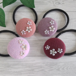 シズクパールブルー　ヘアアクセサリー　子供用ヘアゴム　くるみボタン シズクパールブルー ヘアアクセサリー 子供用ヘアゴム くるみボタン