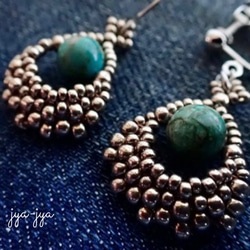 beads earrings - natural turquoise 1枚目の画像