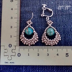 beads earrings - natural turquoise 6枚目の画像