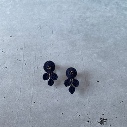 レース編みの花イヤリング＊紺＊ 8枚目の画像