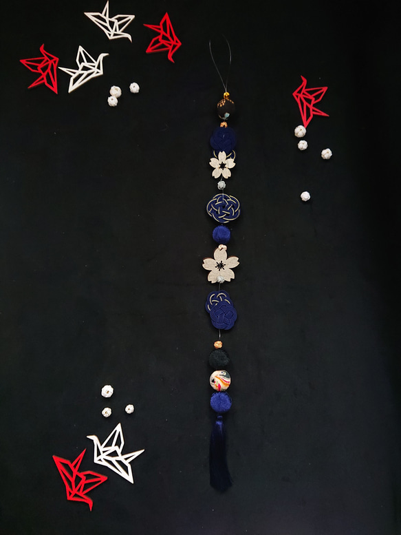ひな祭り*水引の吊るし飾り(紺)*サクラ*008* ガーランド yannn 通販