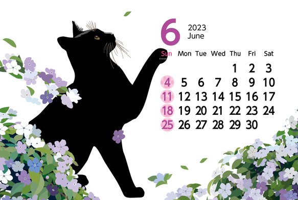 2023年猫ともカレンダー黒猫だけ（プラスチックケース付き） 5枚目の画像