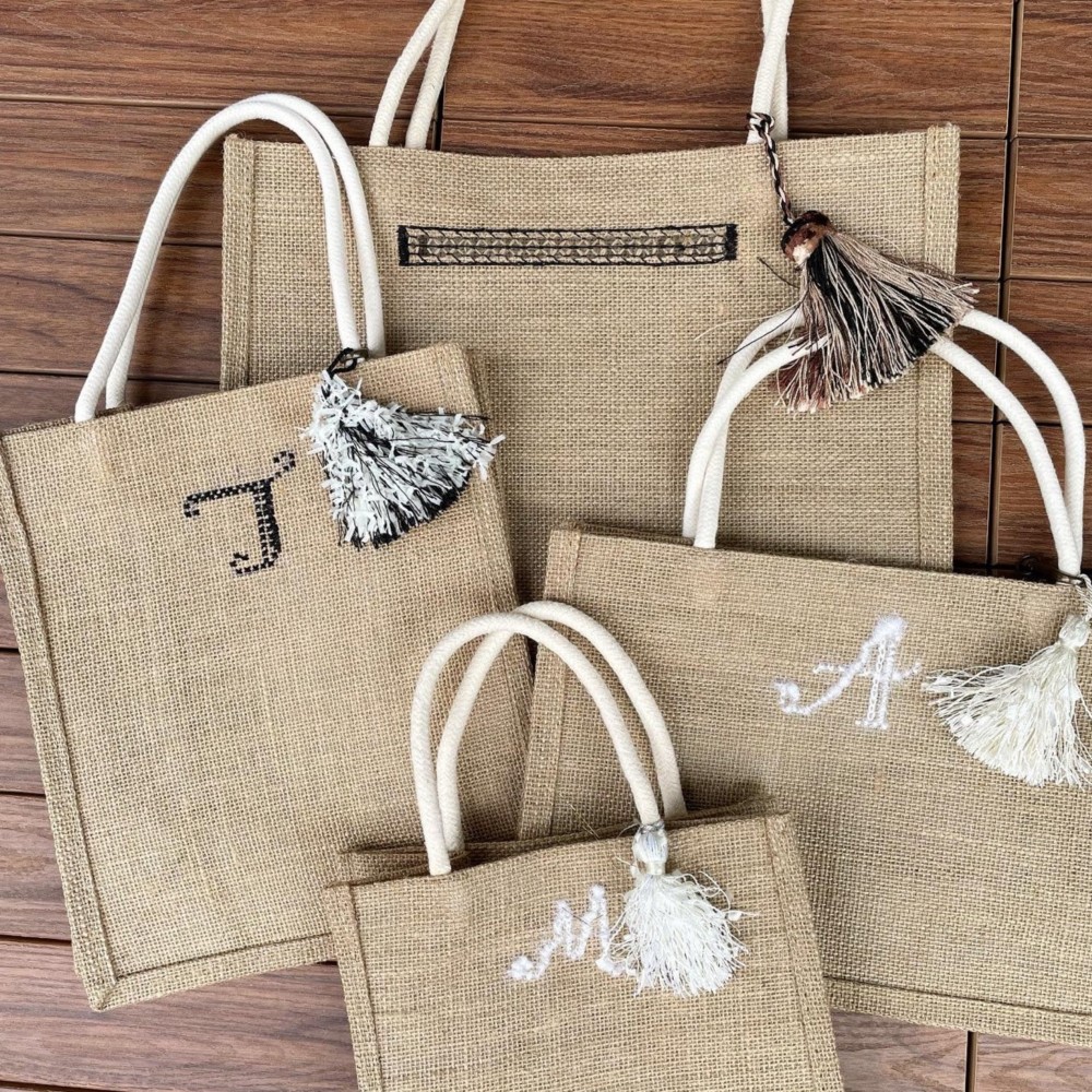 セミオーダー オリジナルジュートバッグ イニシャル刺繍