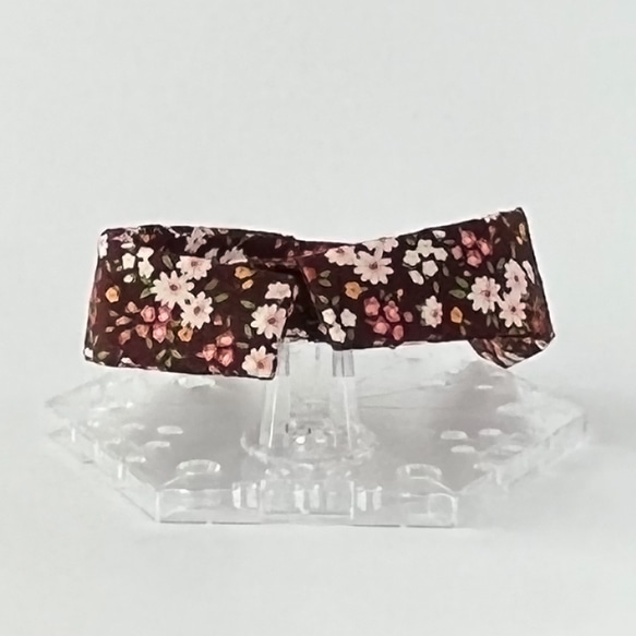 猫首輪　襟　花柄シャツ風　あずき色　綿100％ 5枚目の画像