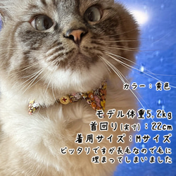 猫首輪　襟　花柄シャツ風　あずき色　綿100％ 14枚目の画像
