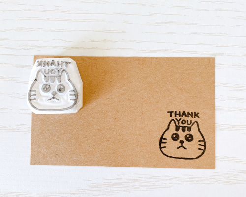 猫のthank you消しゴムはんこ #19 はんこ・スタンプ こぶたのお